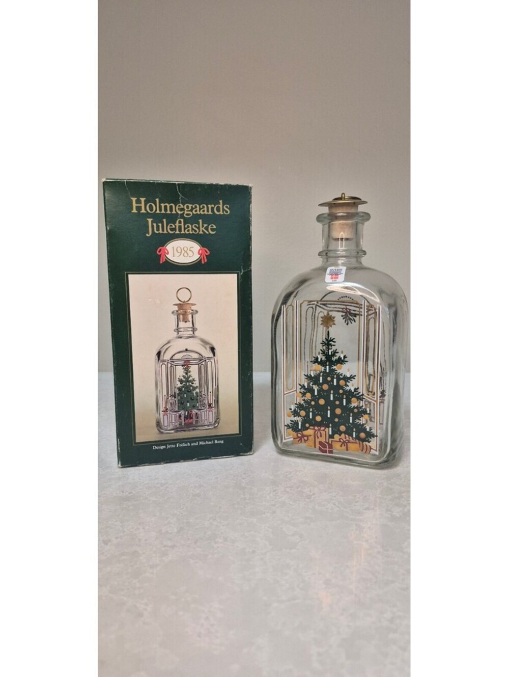 1985 Holmegaard Christmas Decanter Bottle Juleflaske Danish Glass Boxed